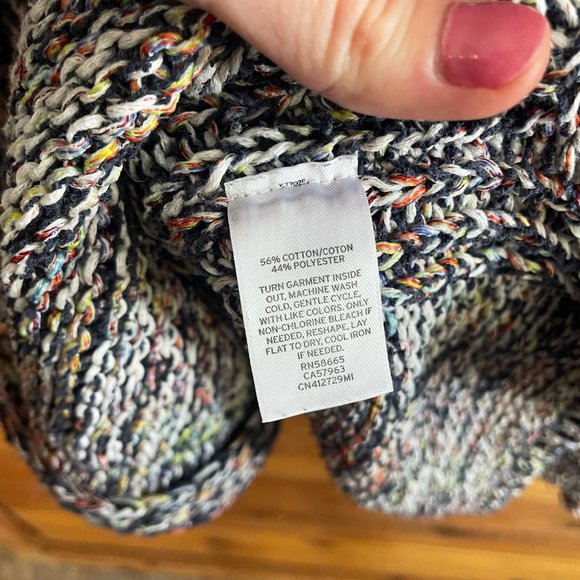 Caslon Open Cardigan Sweater Multicolor Space Dye Front Pockets Size XS - Picture 5 of 6